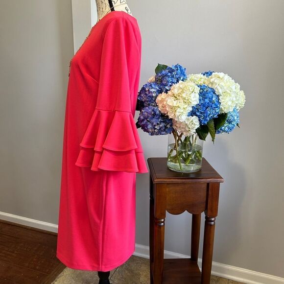 EUC Calvin Klein Ruffled Sleeve Sheath Dress - Picture 4 of 8